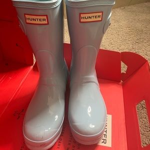 Blue glossy hunter rain boots